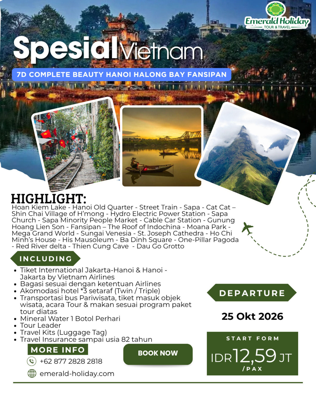 7D COMPLETE BEAUTY HANOI HALONG BAY FANSIPAN 25 OKT 26